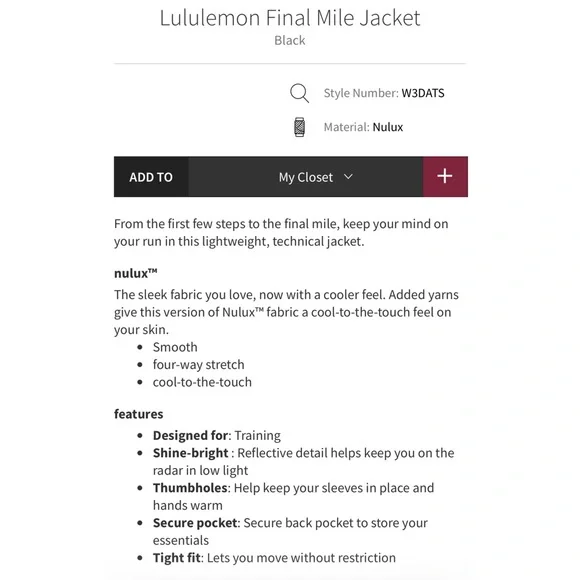 Lululemon Final Mile Jacket Black Reflective Running 8